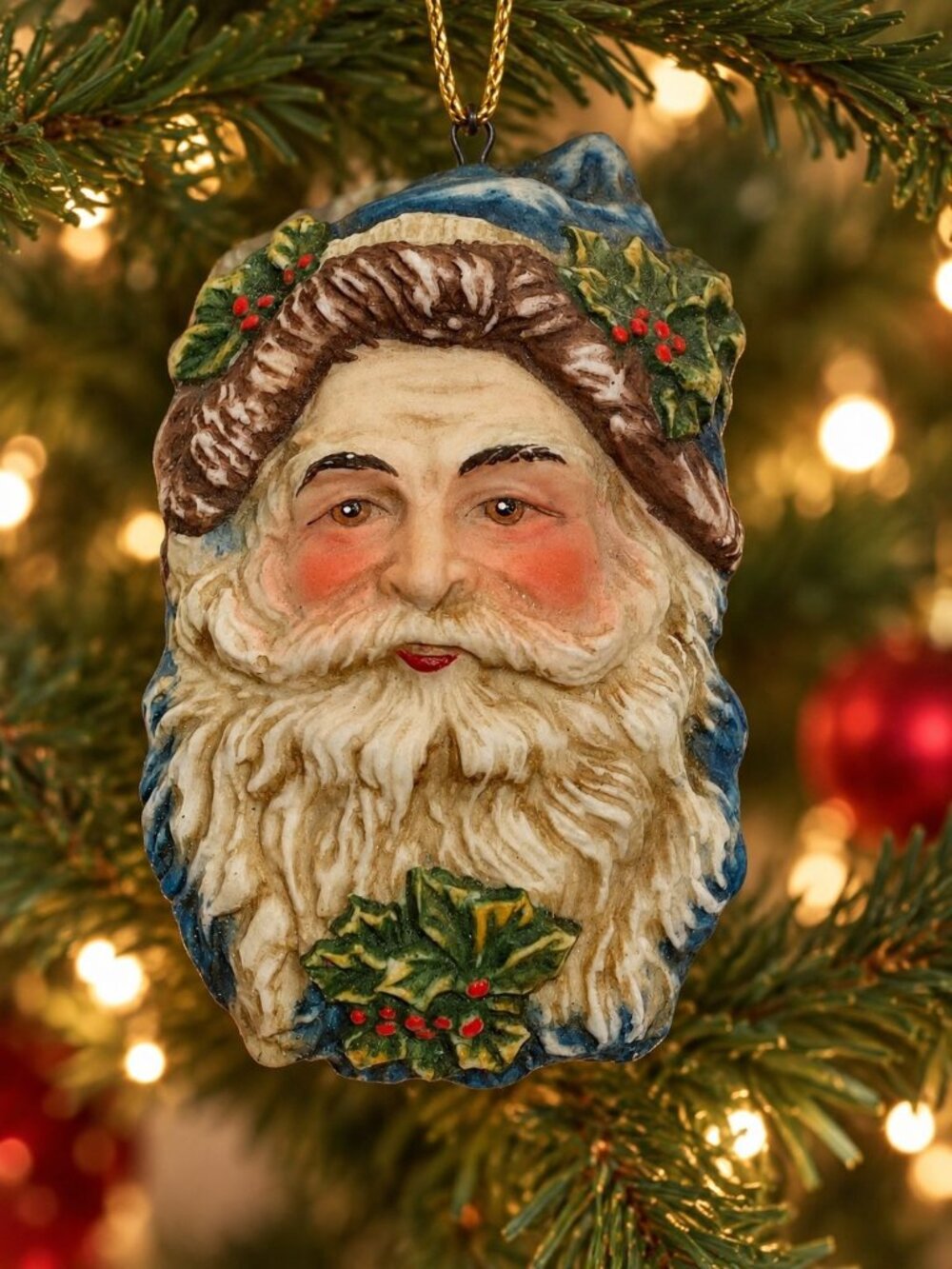 Vintage 1986 Enesco Christmas Ornamentanta Claus Mistletoe Traveling German